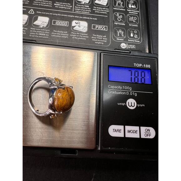 NEW script stone and citrine stainless steel ring size 8 - Picture 14 of 14